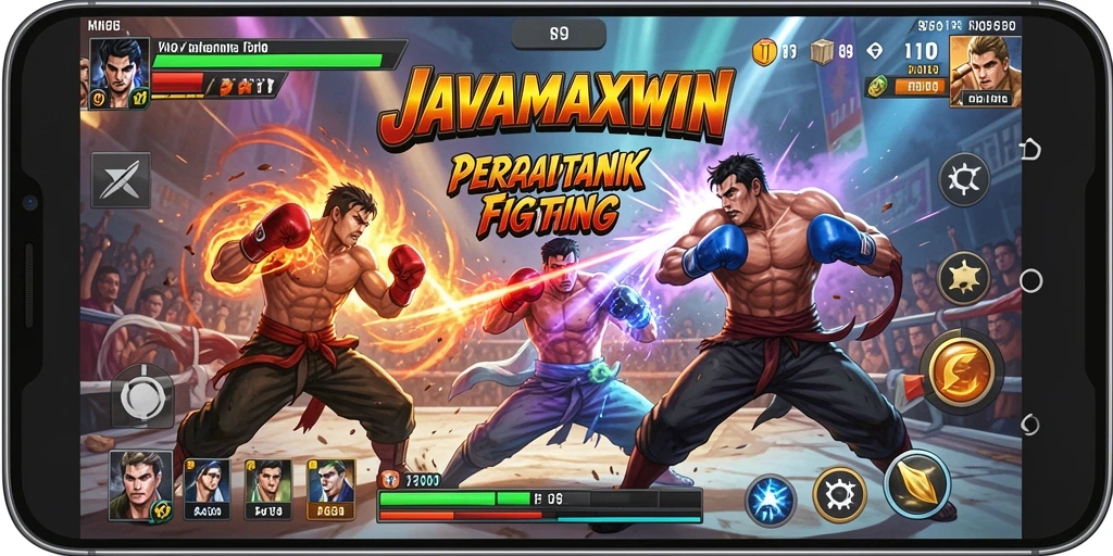 Screenshot menunjukkan aksi seru dalam pertempuran di JAVAMAXWIN.