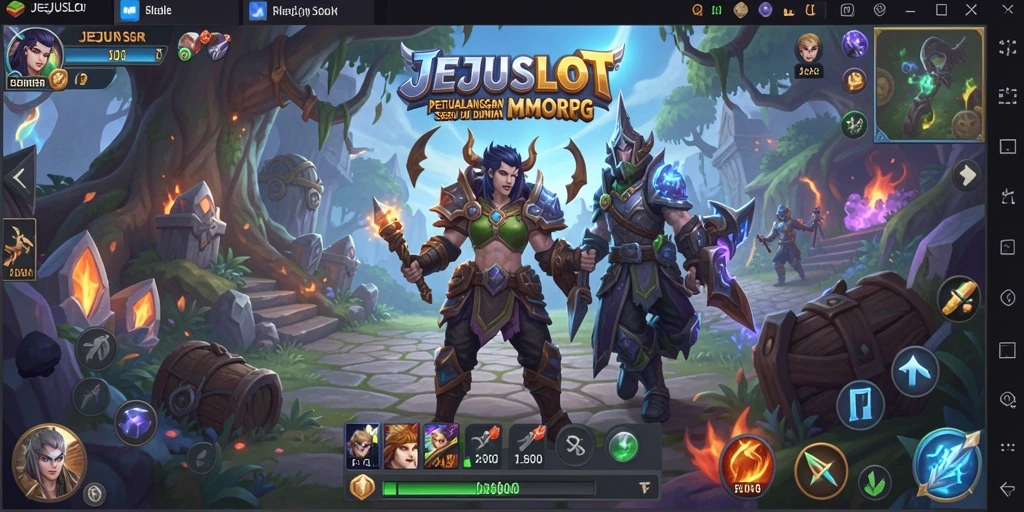 Tangkapan layar gameplay JEJUSLOT yang menampilkan aksi seru petualangan MMORPG.